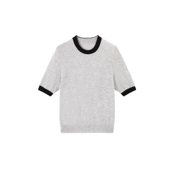 Contrast Color Loose Short Sleeves Round-Neck T-Shirts Contrast Color Loose Short Sleeves Round-Neck T-Shirts