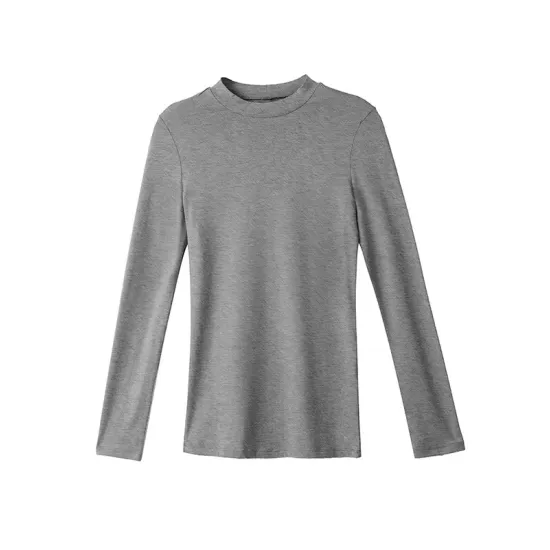 Casual Long Sleeves Skinny Solid Color Stand Collar T-Shirts Casual Long Sleeves Skinny Solid Color Stand Collar T-Shirts