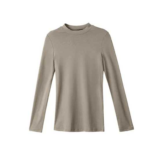 Casual Long Sleeves Skinny Solid Color Stand Collar T-Shirts Casual Long Sleeves Skinny Solid Color Stand Collar T-Shirts
