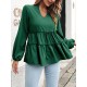 Solid Color Long Sleeves Loose V-Neck T-Shirts Tops Solid Color Long Sleeves Loose V-Neck T-Shirts Tops