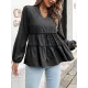 Solid Color Long Sleeves Loose V-Neck T-Shirts Tops Solid Color Long Sleeves Loose V-Neck T-Shirts Tops