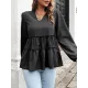 Solid Color Long Sleeves Loose V-Neck T-Shirts Tops Solid Color Long Sleeves Loose V-Neck T-Shirts Tops