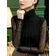 See-Through Solid Color Long Sleeves Skinny High-Neck T-Shirts Tops See-Through Solid Color Long Sleeves Skinny High-Neck T-Shirts Tops