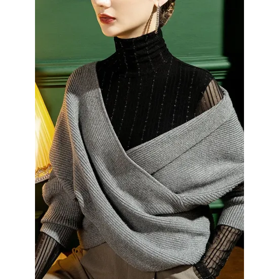 See-Through Solid Color Long Sleeves Skinny High-Neck T-Shirts Tops See-Through Solid Color Long Sleeves Skinny High-Neck T-Shirts Tops