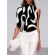 Loose Sleeveless Asymmetric Contrast Color Printed One-Shoulder T-Shirts Tops Loose Sleeveless Asymmetric Contrast Color Printed One-Shoulder T-Shirts Tops