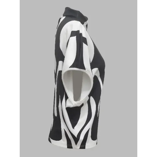 Loose Sleeveless Asymmetric Contrast Color Printed One-Shoulder T-Shirts Tops Loose Sleeveless Asymmetric Contrast Color Printed One-Shoulder T-Shirts Tops