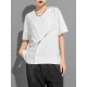 Asymmetric Split-Joint Zipper Loose Short Sleeves Round-neck T-Shirts Tops Asymmetric Split-Joint Zipper Loose Short Sleeves Round-neck T-Shirts Tops