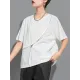 Asymmetric Split-Joint Zipper Loose Short Sleeves Round-neck T-Shirts Tops Asymmetric Split-Joint Zipper Loose Short Sleeves Round-neck T-Shirts Tops