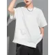 Asymmetric Solid Color Split-Joint Loose Short Sleeves Round-Neck T-Shirts Tops