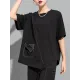 Asymmetric Solid Color Split-Joint Loose Short Sleeves Round-Neck T-Shirts Tops