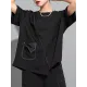 Asymmetric Solid Color Split-Joint Loose Short Sleeves Round-Neck T-Shirts Tops