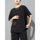 Asymmetric Solid Color Split-Joint Loose Short Sleeves Round-Neck T-Shirts Tops