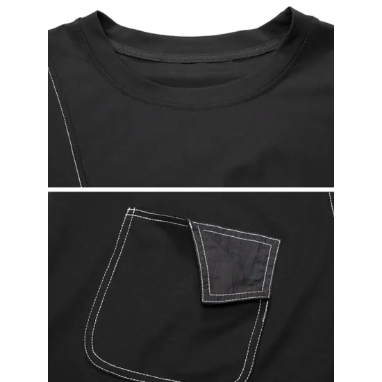 Asymmetric Solid Color Split-Joint Loose Short Sleeves Round-Neck T-Shirts Tops
