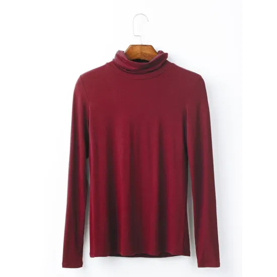 Simple Long Sleeves Skinny Solid Color High-Neck T-Shirts Simple Long Sleeves Skinny Solid Color High-Neck T-Shirts