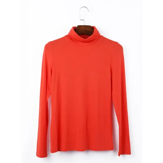 Simple Long Sleeves Skinny Solid Color High-Neck T-Shirts Simple Long Sleeves Skinny Solid Color High-Neck T-Shirts