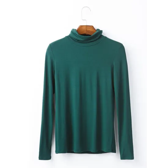 Simple Long Sleeves Skinny Solid Color High-Neck T-Shirts Simple Long Sleeves Skinny Solid Color High-Neck T-Shirts
