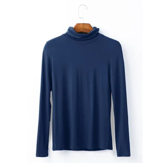 Simple Long Sleeves Skinny Solid Color High-Neck T-Shirts Simple Long Sleeves Skinny Solid Color High-Neck T-Shirts