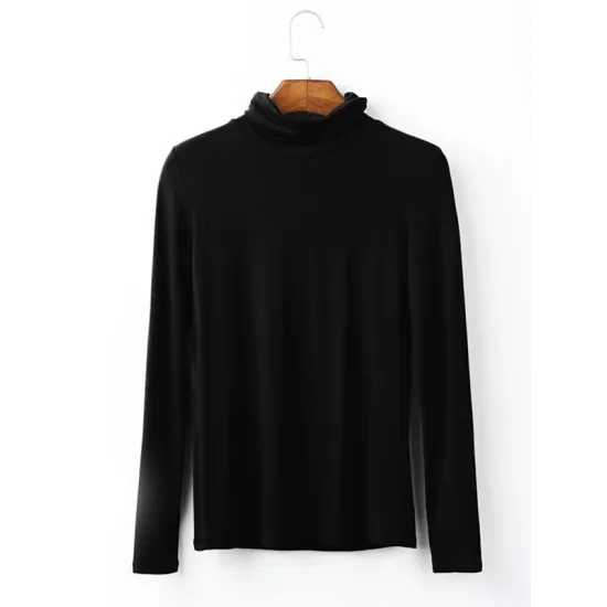 Simple Long Sleeves Skinny Solid Color High-Neck T-Shirts Simple Long Sleeves Skinny Solid Color High-Neck T-Shirts