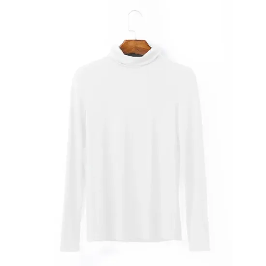 Simple Long Sleeves Skinny Solid Color High-Neck T-Shirts Simple Long Sleeves Skinny Solid Color High-Neck T-Shirts