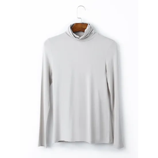 Simple Long Sleeves Skinny Solid Color High-Neck T-Shirts Simple Long Sleeves Skinny Solid Color High-Neck T-Shirts