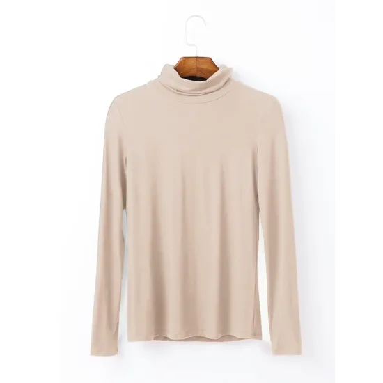 Simple Long Sleeves Skinny Solid Color High-Neck T-Shirts Simple Long Sleeves Skinny Solid Color High-Neck T-Shirts