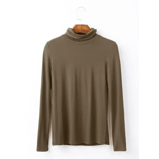 Simple Long Sleeves Skinny Solid Color High-Neck T-Shirts Simple Long Sleeves Skinny Solid Color High-Neck T-Shirts
