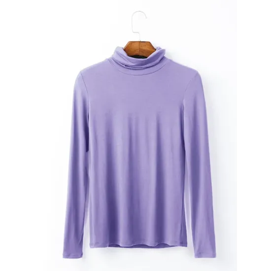 Simple Long Sleeves Skinny Solid Color High-Neck T-Shirts Simple Long Sleeves Skinny Solid Color High-Neck T-Shirts