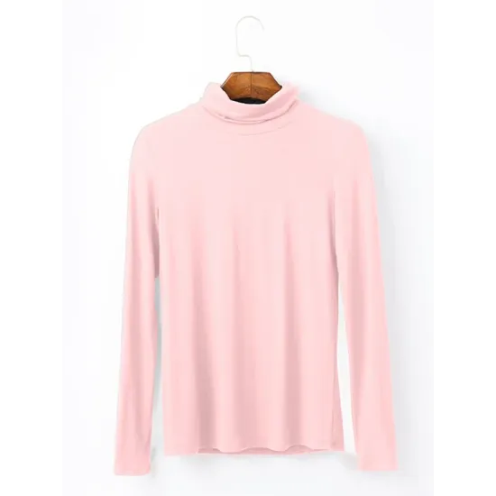 Simple Long Sleeves Skinny Solid Color High-Neck T-Shirts Simple Long Sleeves Skinny Solid Color High-Neck T-Shirts