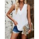 Solid Color Split-Joint Loose Sleeveless V-Neck Vest Top Solid Color Split-Joint Loose Sleeveless V-Neck Vest Top
