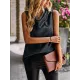 Leopard Loose Sleeveless Heaps Collar Vest Top Leopard Loose Sleeveless Heaps Collar Vest Top