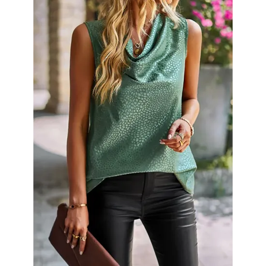 Leopard Loose Sleeveless Heaps Collar Vest Top Leopard Loose Sleeveless Heaps Collar Vest Top
