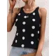 Hollow Polka-Dot High-Low Sleeveless Round-Neck Vest Top Hollow Polka-Dot High-Low Sleeveless Round-Neck Vest Top