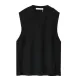 Solid Color Split-Joint Split-side High-low Loose Round-neck Vest Top Knitwear Solid Color Split-Joint Split-side High-low Loose Round-neck Vest Top Knitwear