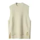 Solid Color Split-Joint Split-side High-low Loose Round-neck Vest Top Knitwear Solid Color Split-Joint Split-side High-low Loose Round-neck Vest Top Knitwear