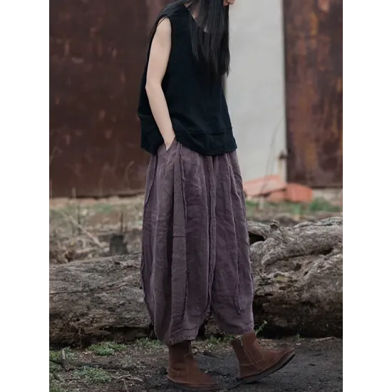Fringed Pleated Solid Color Split-Joint Loose Sleeveless V-Neck Vest Top Fringed Pleated Solid Color Split-Joint Loose Sleeveless V-Neck Vest Top
