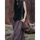 Fringed Pleated Solid Color Split-Joint Loose Sleeveless V-Neck Vest Top Fringed Pleated Solid Color Split-Joint Loose Sleeveless V-Neck Vest Top