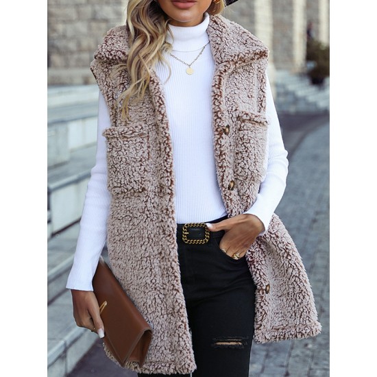 Split-Joint Velvet Loose Plus Size Lapel Vest Outerwear Split-Joint Velvet Loose Plus Size Lapel Vest Outerwear