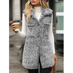 Split-Joint Velvet Loose Plus Size Lapel Vest Outerwear