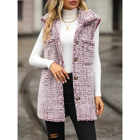 Split-Joint Velvet Loose Plus Size Lapel Vest Outerwear Split-Joint Velvet Loose Plus Size Lapel Vest Outerwear
