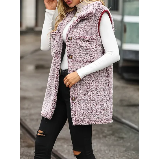 Split-Joint Velvet Loose Plus Size Lapel Vest Outerwear Split-Joint Velvet Loose Plus Size Lapel Vest Outerwear