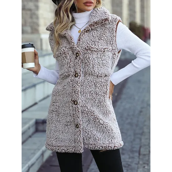 Split-Joint Velvet Loose Plus Size Lapel Vest Outerwear Split-Joint Velvet Loose Plus Size Lapel Vest Outerwear