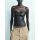 Shiny Solid Color Skinny Sleeveless Tube Vest Top Shiny Solid Color Skinny Sleeveless Tube Vest Top