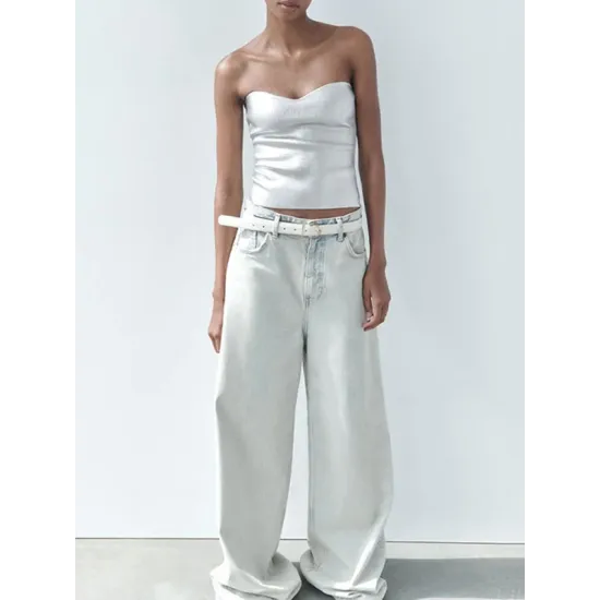 Shiny Solid Color Skinny Sleeveless Tube Vest Top Shiny Solid Color Skinny Sleeveless Tube Vest Top