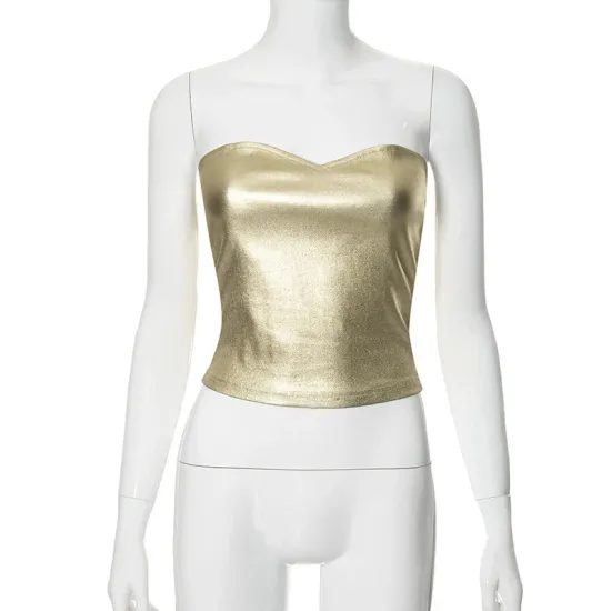 Shiny Solid Color Skinny Sleeveless Tube Vest Top Shiny Solid Color Skinny Sleeveless Tube Vest Top