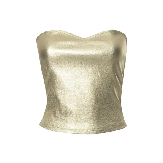 Shiny Solid Color Skinny Sleeveless Tube Vest Top Shiny Solid Color Skinny Sleeveless Tube Vest Top