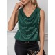 Sequined Shiny Solid Color Split-Joint Loose Sleeveless V-neck Vest Top Sequined Shiny Solid Color Split-Joint Loose Sleeveless V-neck Vest Top