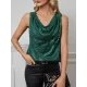 Sequined Shiny Solid Color Split-Joint Loose Sleeveless V-neck Vest Top Sequined Shiny Solid Color Split-Joint Loose Sleeveless V-neck Vest Top