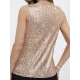 Sequined Shiny Solid Color Split-Joint Loose Sleeveless V-neck Vest Top Sequined Shiny Solid Color Split-Joint Loose Sleeveless V-neck Vest Top