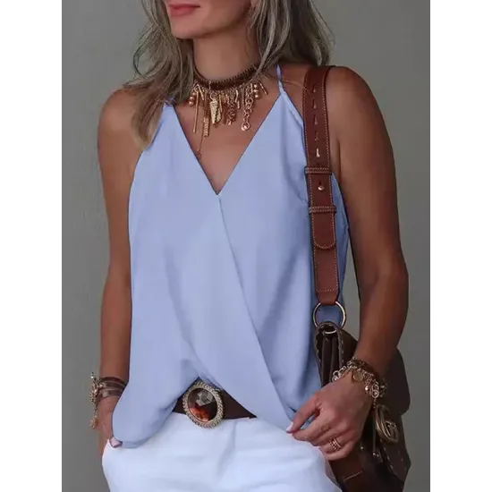 Solid Color Loose Sleeveless Spaghetti-Neck Vest Top Solid Color Loose Sleeveless Spaghetti-Neck Vest Top