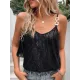Sequined Split-Joint Loose Sleeveless Spaghetti-Neck Vest Top Sequined Split-Joint Loose Sleeveless Spaghetti-Neck Vest Top